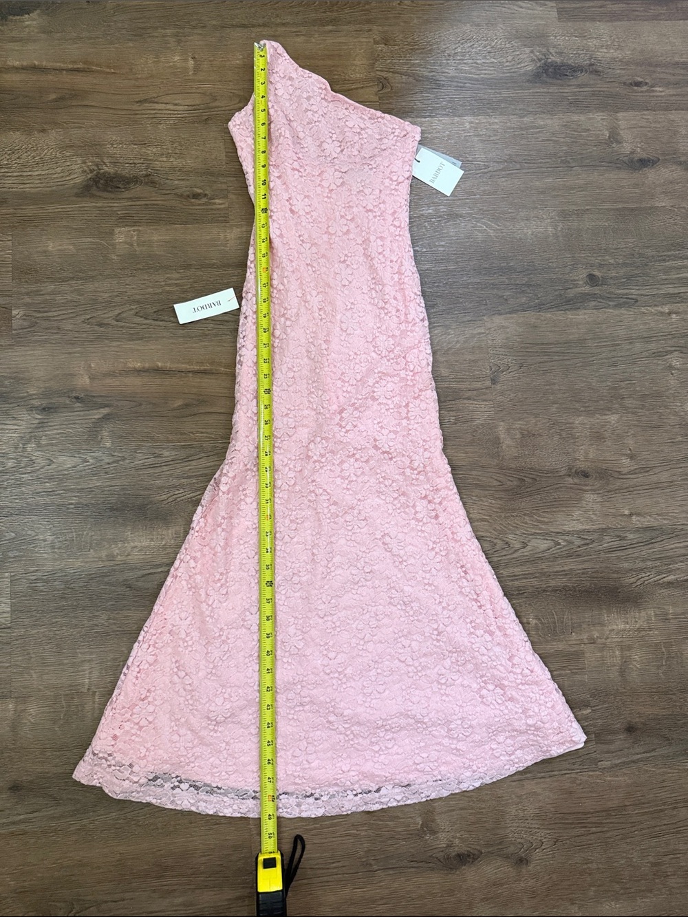 Bardot One-Shoulder Lace Dress in Blush Pink NWT Size Small